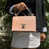LOUIS VUITTON 2016 LockMe II BB Leather Beige Taupe Flap Turnlock Crossbody