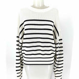 Ann Taylor Women's Black White Size L Crew Stripe Sweater