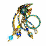 Lunch at the Ritz Blue Gold Tone Dangle Fish Single Earring