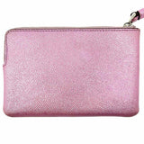 Coach Corner Zip Pink Metallic Pebbled Leather Wristlet