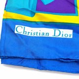 Christian Dior Blue Purple Square 35" Ribbon Flower Scarf
