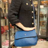 Vanessa Williams Blue Flap Pebbled Leather Crossbody