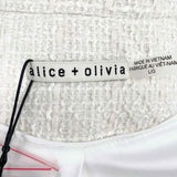 alice+olivia Women's White Size L Trench Tweed Embelished Coat