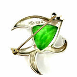 Judith Jack 925 Sterling Silver Green Fish Marcasite Brooch