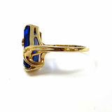 Davidson & Sons size 6.5 10K Gold Blue Coffin Cut Synthetic Spinel Ring