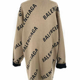 BALENCIAGA Women's Brown Size S Button Down Knit Monogram Cardigan