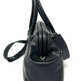 Black Hinged Top Handle vegan leather Satchel