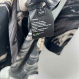 Lafayette 148 Women's Black Beige Size L Wrap Silk Marble Dress