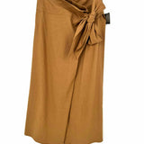 Vince Women's Khaki Size 4 Front Knot Linen Blend Midi Skirt