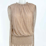 Joie Women's Champagne Size L Smocked Glitter Long Sleeve