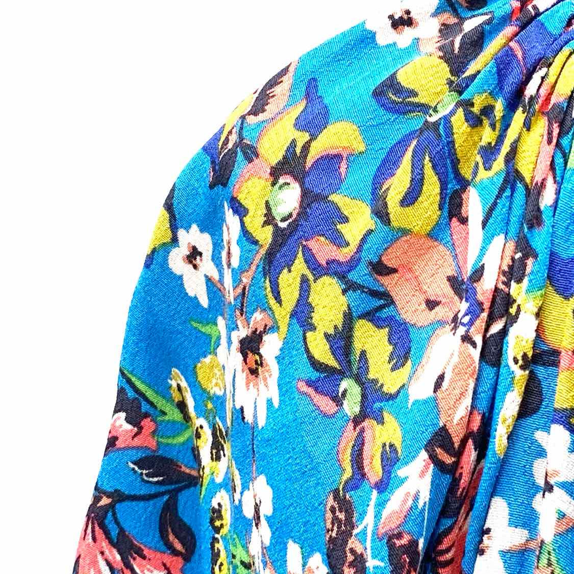 by Anthropologie Women's Blue Size XS Short Sleeve Floral Dress