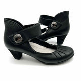Biza Gigi Women's Black Size 37/6.5 Leather Pleated Mary Janes
