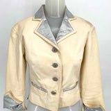 Chanel Women's Ivory/Silver Leather Size 36/4 Blazer
