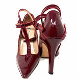 Henri Lepore Dezert Carmela Women's Red Pointed Patent Leather T-Strap Pumps