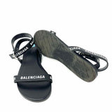 BALENCIAGA Women's Black Size 6 Ankle Strap Logo Sandals