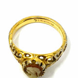 Estate Vintage size 6.5 18K HGE Filigree CAMEO Ring