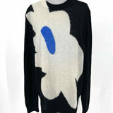 Paul Smith Women's Black White Size XXL Crew Neck Nylon Blend Flowers Sweater