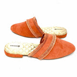 Birdies Ani Women's Orange Size 8 Flat Suede Fringe Mules