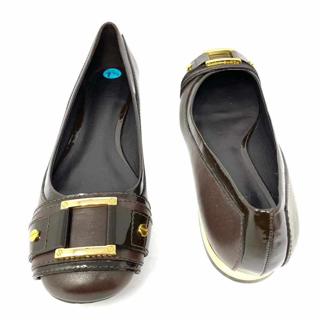 Tory Burch Women's Brown Size 7.5 Round Toe Leather Buckle Flats