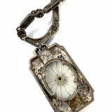 Estate 925 Sterling Silver Pendant 17" Camphor Glass Marcasite Necklace