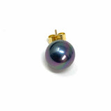 Estate 14K 585 Gold Purple Stud Faux Pearl Earrings