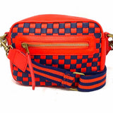 Universal Thread Red Navy Camera Bag Woven vegan leather Crossbody
