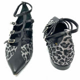 Saint Laurent Zapatos planos con tiras en negro/plateado para mujer talla 36/6