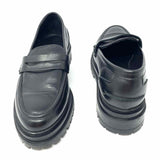 REISS Women's Black Size 38/7.5 Lugsole Leather Penny Loafers