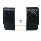 Chanel 2022 Bi-Color WOC Black White Flap Lamb Leather Made in Italy Crossbody