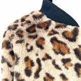 Veveret Women's Brown Size S Bomber Faux Fur Leopard Print Jacket