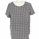 Pleione Top de manga corta de mujer negro/blanco con cuello redondo geométrico Talla XS