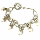 LAGOS Luna 925 Sterling Silver White Charm Caviar Akoya Pearls Bracelet