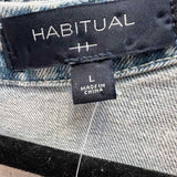HABITUAL Women's Blue Size L Sleeveless Denim Studded Dress