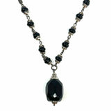 Brighton Black Silver Tone Beaded 20.5" Pendant Necklace