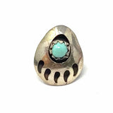 Native American .925 Sterling Silver Bear Paw Turquoise Earrings