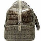 Joanna Preysler Gray Boston Croc Embossed Leather Satchel