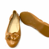 Tory Burch Women's Light Brown Size 11 Ballet Leather Floral Flats