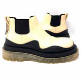 Bottega Veneta Tire Women's Cream Black Size 39/9 Chelsea Leather Ankle Boots