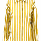 TWP Women's White Yellow Size XS/s Button Down Stripe Long Sleeve