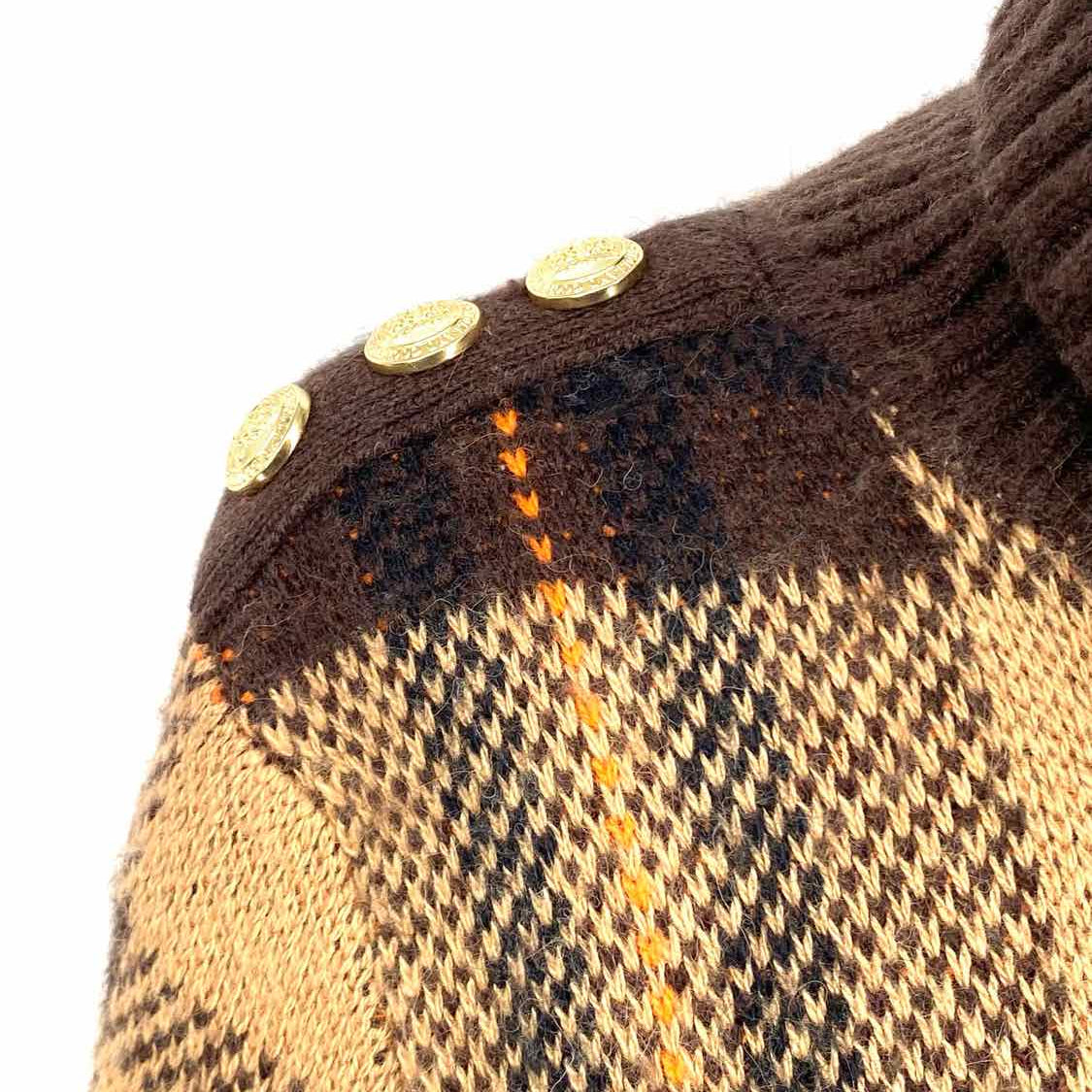 Holland Cooper Women's Brown Size XS Turtleneck Knit Plaid Sweater