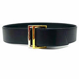 Gucci Black Wide Leather Belt w/ Two Tone Double Buckle