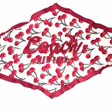 Coach Red Beige Cherry Scarf