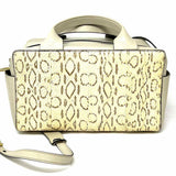 REED KRAKOFF Track Gray Cream Top Handle Snake Leather Satchel