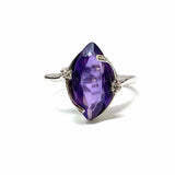 Estate size 6 10K White Gold Purple Marquise Cut Synthetic Sapphire Ring