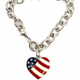 ST. JOHN Silver Chain 8" American Flag Charm Bracelet