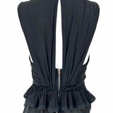 Isabel Marant Women's Black Size 36/S Plunge Ruffled Sleeveless
