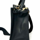 Fendi Peekaboo X-Lite Medium Black Top Handle Turnlock Leather Satchel