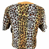 Adidas Women's Black Beige Size M Crop Leopard Print T-shirt