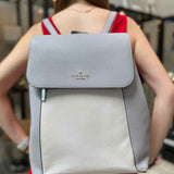 Kate Spade Gray Flap Color Block Pebbled Leather BackPack