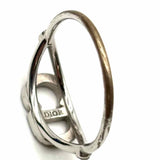 Christian Dior size 6.5 Silver tone Logo Crystal Ring